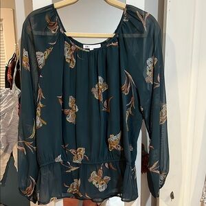 DR2 Floral Sheer Blouse - Green